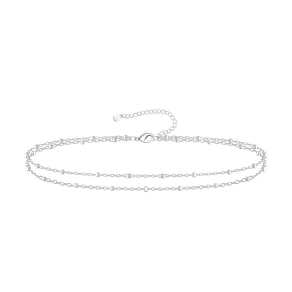 Kenivira Gold/Silver Ankle Bracelets for Women Dainty,18K Gold Plated/Sterling Silver Chain Anklets for Women Waterproof,Layered Anklets Set Non Tarnish Beachy Jewelry Gift - color: silver square