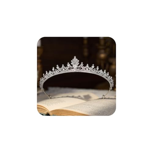 SWEETV Princess Tiaras for Women, Gold Crystal Crown for Birthday, Wedding Headbands for Bride, Rhinestone Tiara Headpieces Hair Accessories for Quinceanera Pageant Prom - color: 01.Silver