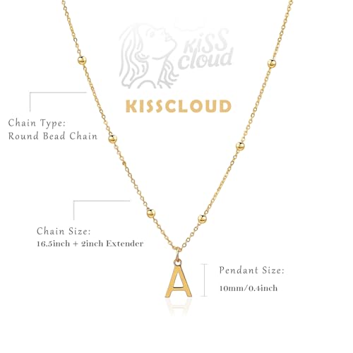 Initial Necklace for Women 14K Gold Silver Dainty Letter Necklace | Personalized Monogram Name Charm Pendant, Simple Bead Chain, Trendy Jewelry Gift, Non Tarnish - style: C