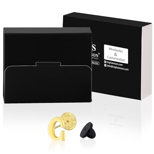 Initial Lapel Pin for Men Women, Brooch Pins for Men Suits, Metal Button Pins in 18K Gold and Silver Tone. - color: Gold-C