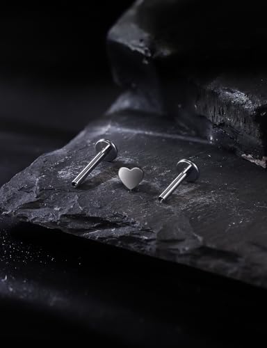 16G Astm F136 Titanium Internal Thread Flat Back Earrings Nose Studs Tragus Forward Helix Conch Cartilage Lobe Earrings Stud Medusa Labret Monroe Lip Ring Piercing Jewelry For Women Men - size: 16G--Style B