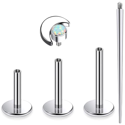 16G Astm F136 Titanium Internal Thread Flat Back Earrings Nose Studs Tragus Forward Helix Conch Cartilage Lobe Earrings Stud Medusa Labret Monroe Lip Ring Piercing Jewelry For Women Men - size: 16G--Style I-Opal