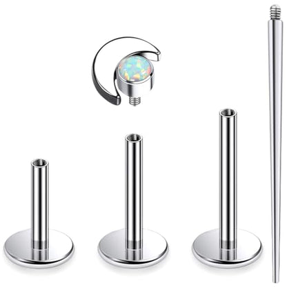 16G Astm F136 Titanium Internal Thread Flat Back Earrings Nose Studs Tragus Forward Helix Conch Cartilage Lobe Earrings Stud Medusa Labret Monroe Lip Ring Piercing Jewelry For Women Men - size: 16G--Style I-Opal