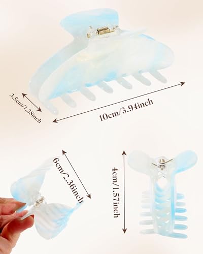 Molans 3PCS Hair Claw Clips Acrylic Clamps for women - Non-slip Strong Hold Barrettes for Thin Thick Hair, Medium hair clips Accessories - color: blue/yellow/purple