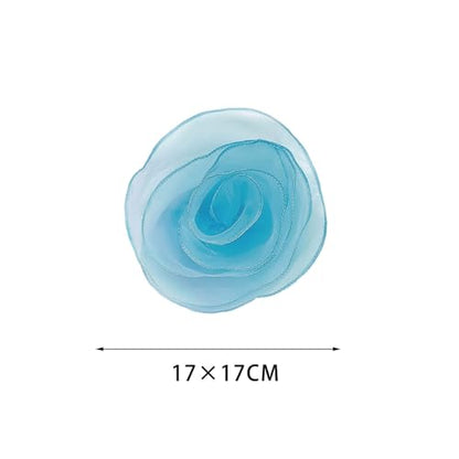 10inch Extra Large Flower Brooch Pin for Women Fashion Dainty Organza Satin Fabric Big Camellia Brooches Lapel Pins Wedding Dance Party Dress Accessories Exaggerated Jewelry Gift - color: 6 inch Blue