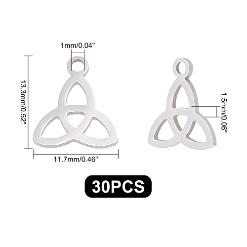 UNICRAFTALE 30Pcs Triquetra Pendant Trinity Necklace Charms, Stainless Steel, 13.3mm