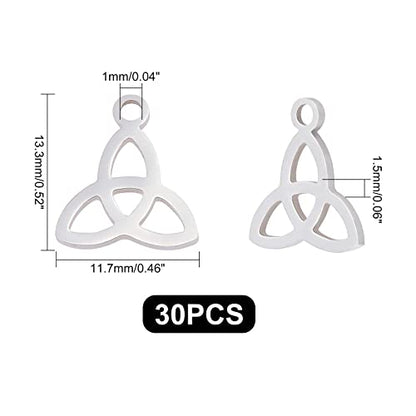 UNICRAFTALE 30Pcs Triquetra Pendant Trinity Necklace Charms, Stainless Steel, 13.3mm