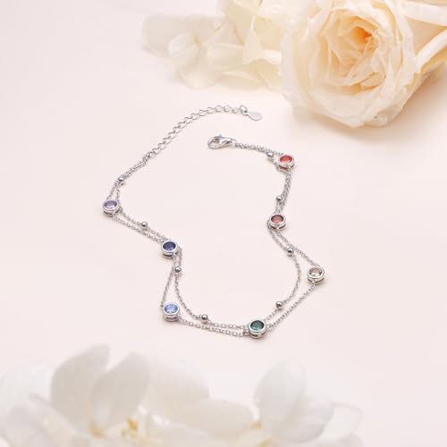 Anklets for Women 925 Sterling Silver Blue Evil Eye Infinity Butterfly Adjustable Multilayer Layered Summer Beach Ankle Bracelet Foot Chain Jewelry for Women - style: Chakra