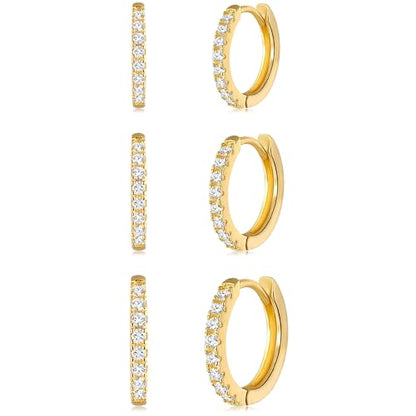 Huggie Hoop Earrings Small Hypoallergenic 14K Gold Plated Huggie Earrings For Women Simple Huggie Stud Earrings - color: Gold2-8/10/12mm