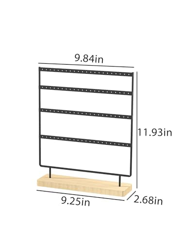 Julysky Earring Holder Organizer, Earring Stand, 4 Layers, Black - color: Black, size: 4 Layers