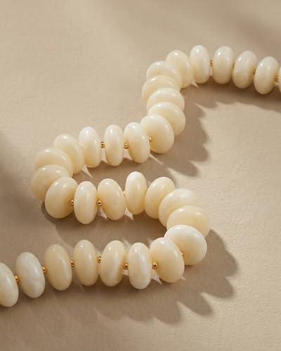 Elegance 11 designs Colorful Chunky Beaded Necklace for Women,Thick Acrylic Disc Bead Choker Statement Necklace Cute Trendy Necklaces Jewelry Gifts for Women - color: Beige