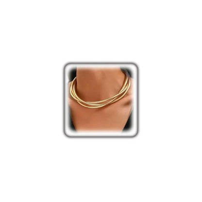 Chunky Gold Statement Choker Neckalce for Women Layered Snakebone Chain Collar Necklace Twist Wrap Stainless Steel Choker Punk Aesthetic Jewelry Gifts - color: Gold