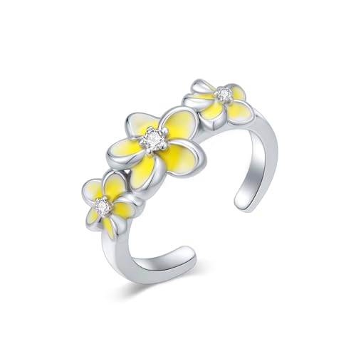 Midari Toe Rings for Women 925 Sterling Silver Hypoallergenic Adjustable Open Band Ring for Women Summer Beach Open Toe Jewelry Foot Jewelry - color: Hawaiian Flower, size: Adjustable