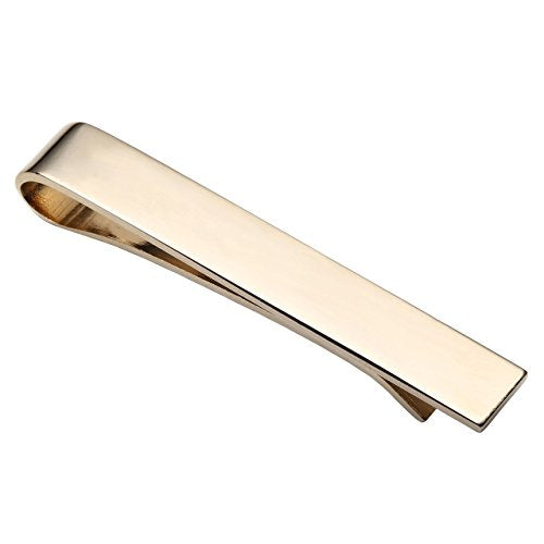 Zysta Free Engraving - Personalized Custom Mens High Polished Stainless Steel Mens Tie Bar Clip for Regular Ties + Gift Box - color: Gold