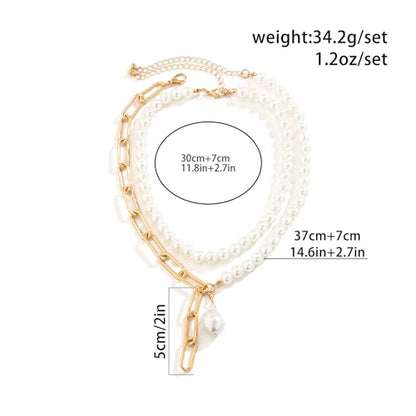 Faux Pearl Choker Necklaces for Women Large Chunky Pearl Necklace Dainty Statement Bride Wedding Jewelry - style: Layered Necklace
