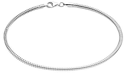 Savlano 925 Sterling Silver Solid Italian Figaro, Rope,Herringbone, Curb, Ball Bead, Snake, Mariner Chain Anklet for Women, Comes in 0.8mm - 5mm With Gift Box - style: Snake 1.5mm