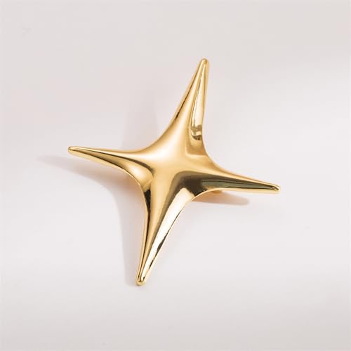Star Brooch Pin for Women Men Polished Stainless Steel Fashion Simple Brooches Lapel Pins Unique Hat Bag Dress Accessories Christmas Festival Holiday Birthday Party Jewelry Unisex Gift