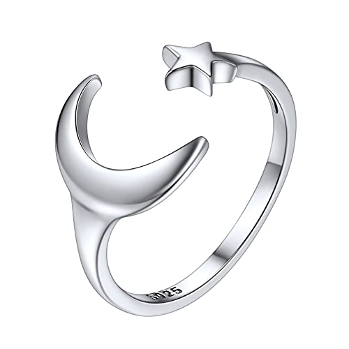 ChicSilver Toe Rings for Women 925 Sterling Silver Adjustable Toe Ring | 925 sterling silver, hypoallergenic for sensitive skin, adjustable open band, summer beach wear gift - color: G: Moon Star (1 pc)