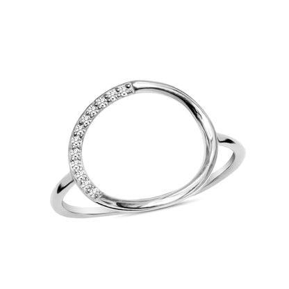 LeCalla 925 Sterling Silver Open Circle, Horseshoe & Tree of Love Designs Finger Ring | Minimalist Wedding Ring Jewelry | Lucky Charm Designs Rings with Cubic Zirconia | Women's Silver Rings - style: Silver CZ Round Circle