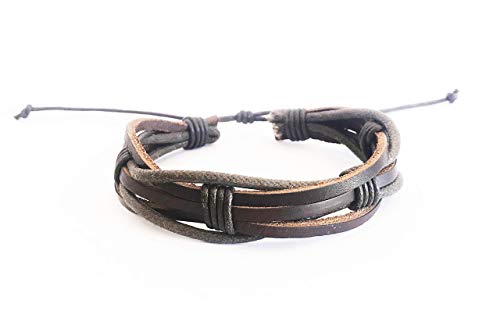 Mens Leather Bracelet Braided Brown Rustic Gift For Dad Fathers Day Cuff Wrist Band Rope Bracelet for Guys