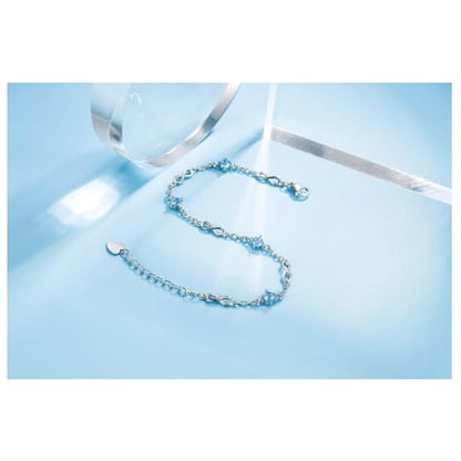 kelistom 925 Sterling Silver Bracelets for Women Teens, Love Heart Charm Chain Bracelet Bangle Fashion Jewelry Gifts - color: infinity zircon-blue