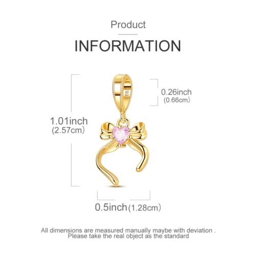 14K Gold Plated Charms for Bracelets Necklace Star Moon Cross Beads Woman | 925 Sterling Silver Charms Butterfly Cute Cat Dog Evil Eye Lucky Bracelet Beads Aesthetic Peandant Jewelry Gift for Mom - color: gold bow