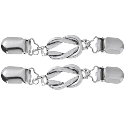 2pcs Vintage Alloy Cardigan Clips Shawl Brooch Clips Easy to Silver Collar for Women Fashionable Retro Style