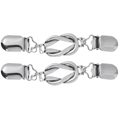 2pcs Vintage Alloy Cardigan Clips Shawl Brooch Clips Easy to Silver Collar for Women Fashionable Retro Style