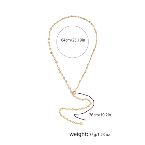 Gold Plated Long Y Necklace for Women,Adjustable Lariat Chain Statement Jewelry, Trendy Accessory for Party Date Night Daily Streetwear - color: B