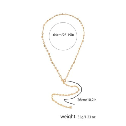 Gold Plated Long Y Necklace for Women,Adjustable Lariat Chain Statement Jewelry, Trendy Accessory for Party Date Night Daily Streetwear - color: B