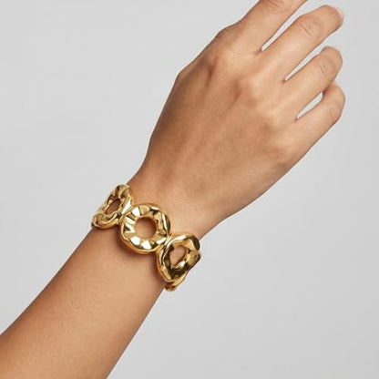 Chunky Gold Bangles Bracelet for Women Trendy Statement Bracelet Dainty Charm Gold Jewelry - color: Oval Bracelet - GD