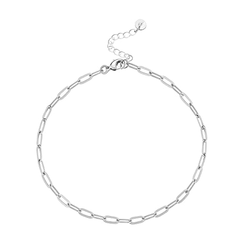 PAVOI 14K Gold Plated Chain Anklets for Women - Minimalist Link Chain Ankle Bracelet - Dainty Gold Anklets for Women - Trendy Summer Beach Jewelry Gifts - Snake, Figaro, Mariner, Paperclip, Beaded - style: Paperclip