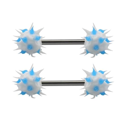 14G Colorful Silicone Spike Ball Nipple Rings for Women 316L Stainless Steel Nipple Tongue Straight Barbell Statement Nipplerings Tongue Studs Body Piercing Jewelry - style: Style2