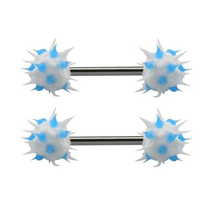 14G Colorful Silicone Spike Ball Nipple Rings for Women 316L Stainless Steel Nipple Tongue Straight Barbell Statement Nipplerings Tongue Studs Body Piercing Jewelry - style: Style2