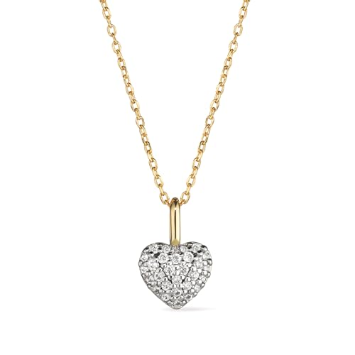 Ana Luisa Lev Puffy Heart Necklace for Women - Paperclip Chain w/ 14K Gold Plated & Silver Rhodium Plated Small Puffed Heart Pendant - Hypoallergenic, Water-Resistant, Tarnish-Free Jewelry - style: Cubic Zirconia
