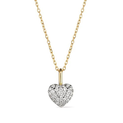 Ana Luisa Lev Puffy Heart Necklace for Women - Paperclip Chain w/ 14K Gold Plated & Silver Rhodium Plated Small Puffed Heart Pendant - Hypoallergenic, Water-Resistant, Tarnish-Free Jewelry - style: Cubic Zirconia