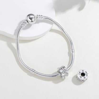 KEQ Clip Spacer Charm for Bracelet 925 Silver Pave Cubic Zirconia Clip Lock Stopper Bead Spacer For Women Bracelets Stopper Birthday Gifts European Openable Beads 2pcs - color: LOVE