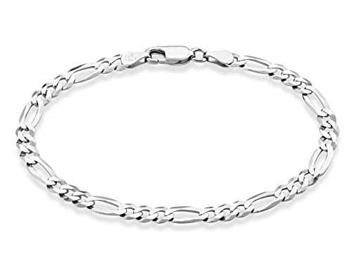 Miabella Italian 925 Sterling Silver 5mm Figaro Bracelet for Women Men | Solid Link Chain, Diamond-Cut, Fine Jewelry, Made in Italy - style: Length 8 Inches