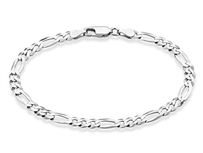 Miabella Italian 925 Sterling Silver 5mm Figaro Bracelet for Women Men | Solid Link Chain, Diamond-Cut, Fine Jewelry, Made in Italy - style: Length 8 Inches