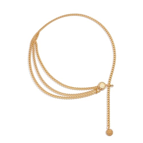 Women's Gold Plated Tassel Waist Chain - Adjustable Body Chain Belt for Summer & Fall, Elegant & Sexy Jewelry Accessory - color: Gold