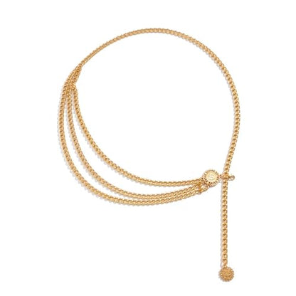Women's Gold Plated Tassel Waist Chain - Adjustable Body Chain Belt for Summer & Fall, Elegant & Sexy Jewelry Accessory - color: Gold