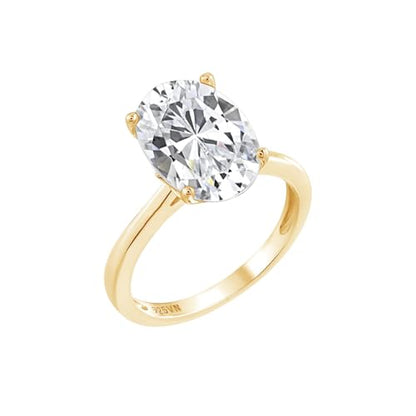 DIAMONBLISS Marilyn Monroe 10-Carat Big Solitaire Ring For Women | 14K Gold Plated 925 Sterling Silver Glamorous Cocktail Ring | 100 Facet Cubic Zirconia CZ Simulated Diamond - style: Oval 5 Carats