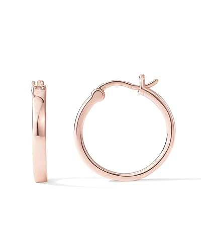 PAVOI 14K Gold Plated 925 Sterling Silver Post Lightweight Hoops | 20mm - 30mm Earring | Gold Hoop Earrings for Women - color: Rose Gold, size: 20 Millimeters