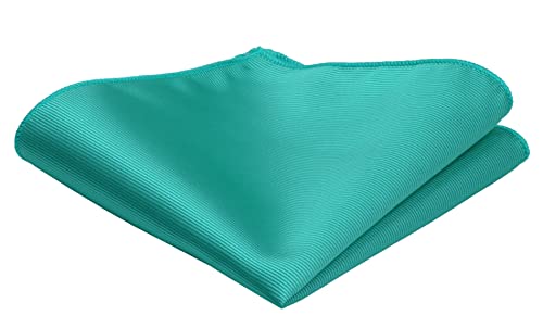 GUSLESON 3.15"（8cm） Solid Color Necktie and Pocket Square Cufflinks Sets For Men + Gift Box - color: Aqua