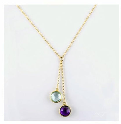 Adabele 1 Set Grade A Mixed Birthstone Charm 10mm Crystal Pendant Drop Bead 18K Yellow Gold Plated (12pcs) - color: Gold, size: 10mm (39") - 12pcs