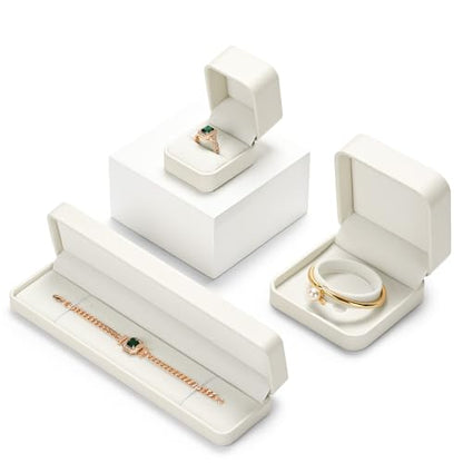 Oirlv Luxury Leather Jewelry Ring Box Engagement Ring Box Wedding Day Keepsake Box(Creamy-white) - color: Creamy-white, size: Ring Box