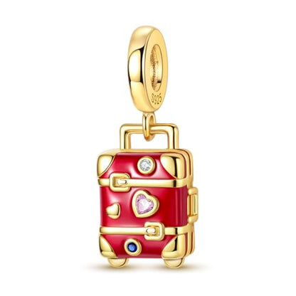 14K Gold Plated Charms for Bracelets Necklace Star Moon Cross Beads Woman | 925 Sterling Silver Charms Butterfly Cute Cat Dog Evil Eye Lucky Bracelet Beads Aesthetic Peandant Jewelry Gift for Mom - color: gold travel bag