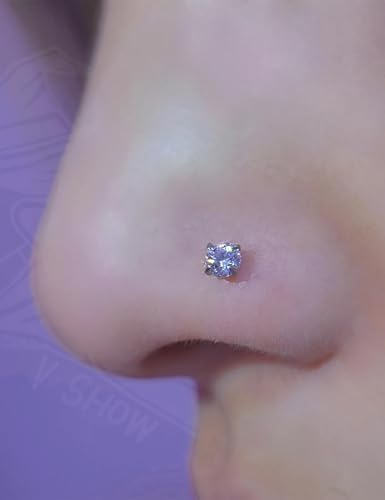 20G 18G 16G Titanium Flat Back Nose Rings Studs Hypoallergenic Lip Labret Monroe Medusa Internally threaded Tragus Cartilage Helix Earrings Studs Piercing Jewelry for Women Men 6mm 8mm 10mm - color: 18G -Flat Back With Screw on Tops-Clear CZ