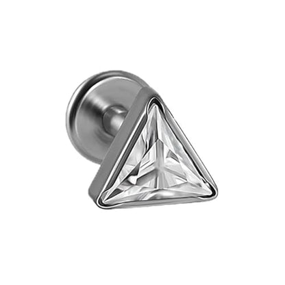 16G Triangle Cubic Zirconia Cartilage Stud Earrings for Women Men G23 Titanium Conch Helix Tragus Studs Earrings Lip Studs Rings Labret Monroe Medusa Piercing Jewelry - color: White