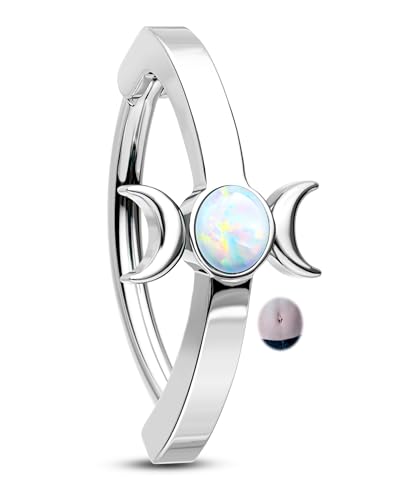 CM Crareesi Mania Moon Phase Belly Button Rings 14G Reversed Belly Rings for Women 316L Surgical Steel Belly Piercing Clicker Ring